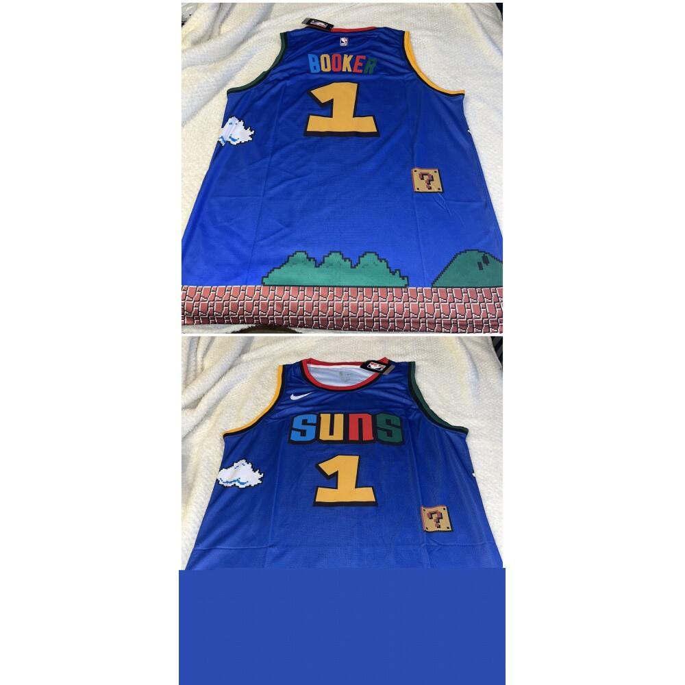 Men's Phoenix Suns #1 Devin Booker Purple Print Basketball Jersey