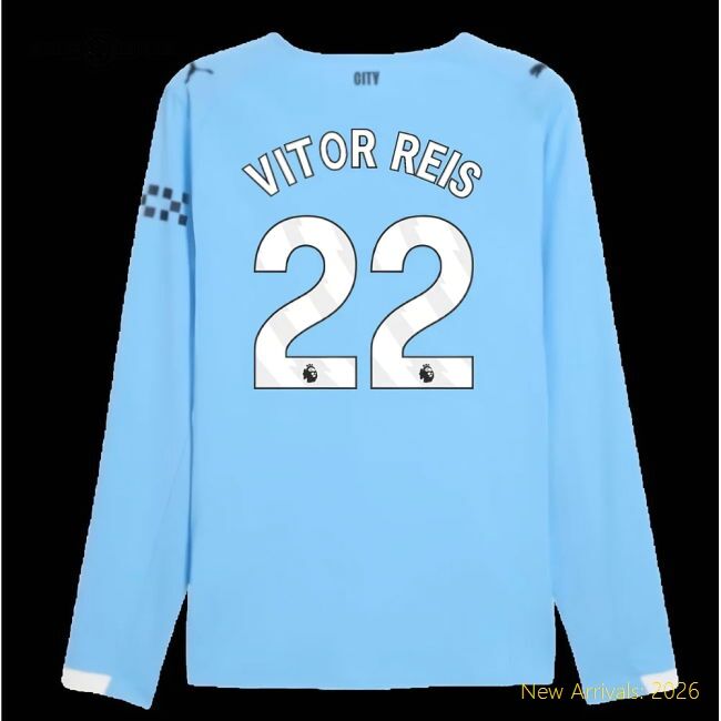 Premium 2025-2026 Man City Authentic Long Sleeve Home Shirt (vitor