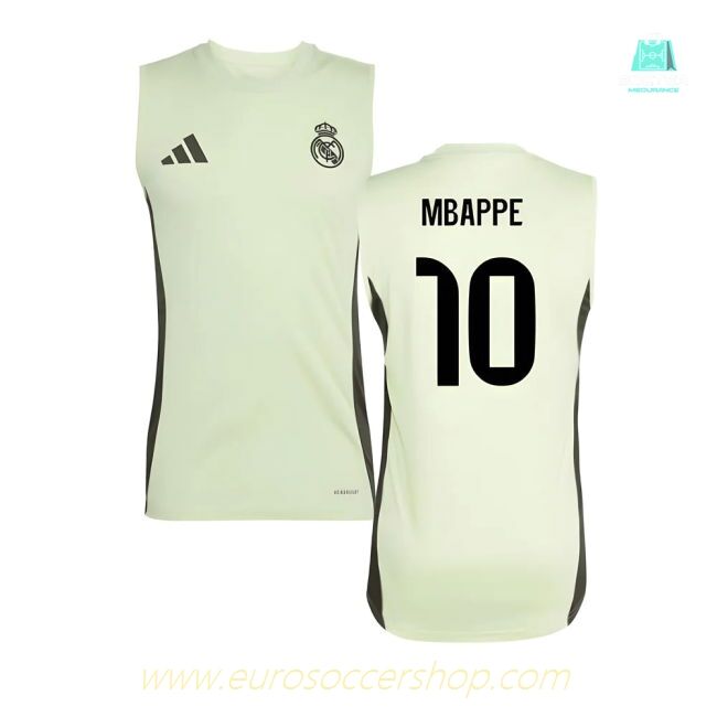 2025-2026 Real Madrid Sleeveless Training Jersey (Almost Lime) (Mbappe 10)