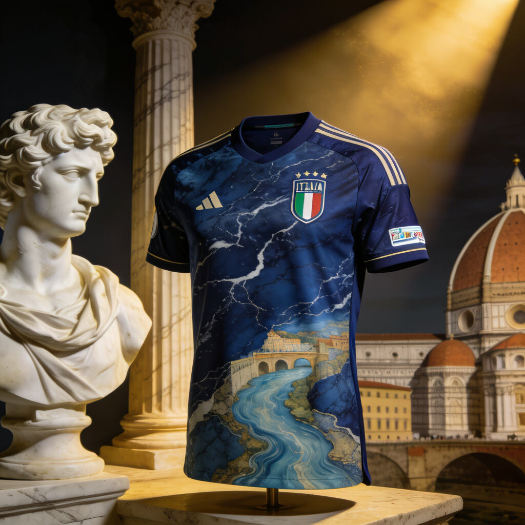 Italy Euro 2024 home jersey: a modern interpretation of Carrara marble texture and Renaissance art
