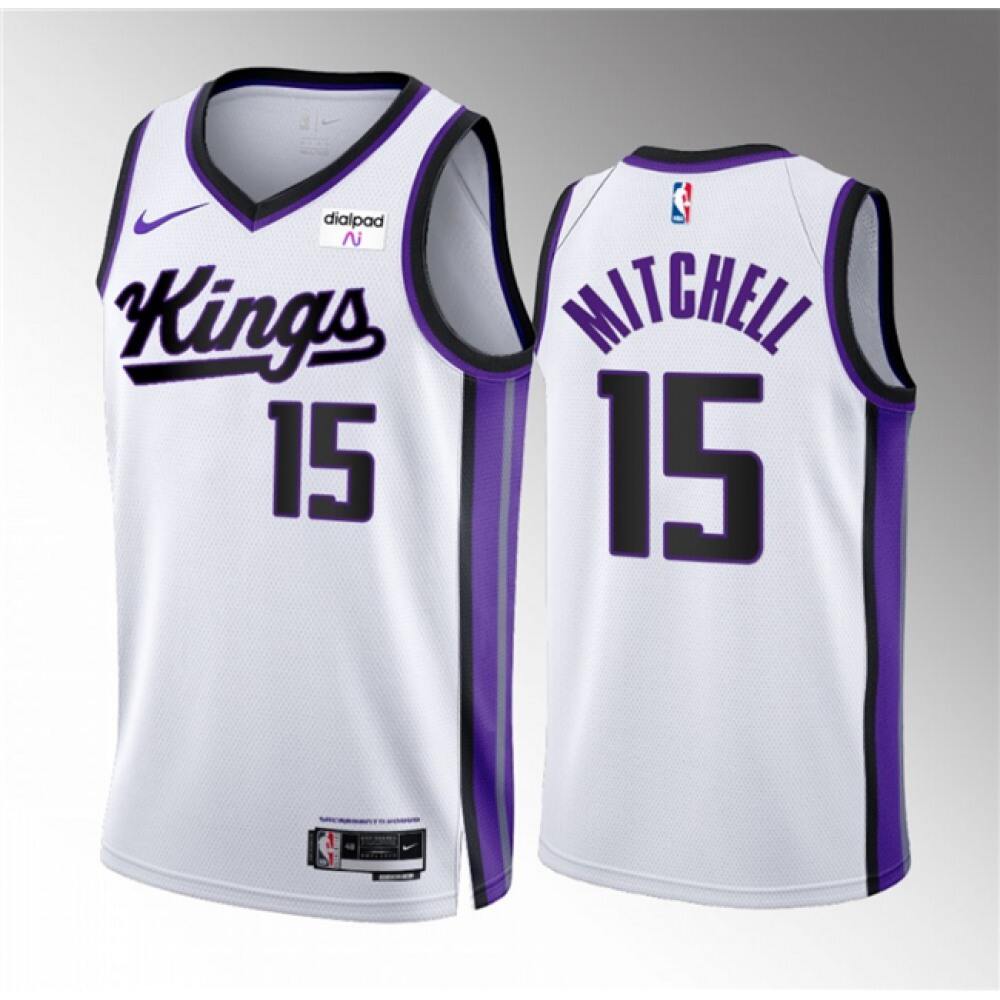 Men's Sacramento Kings #15 Davion Mitchell White 2023/24 Association Edition Stitched Basketball Jersey