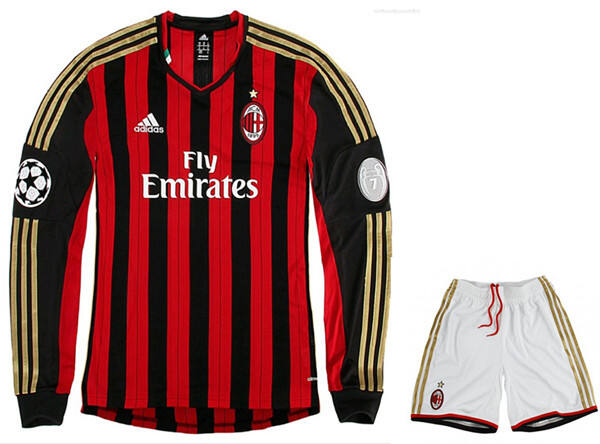 1314 AC Milan Home Long Sleeve Kit ShirtShorts - Official Replica 2872