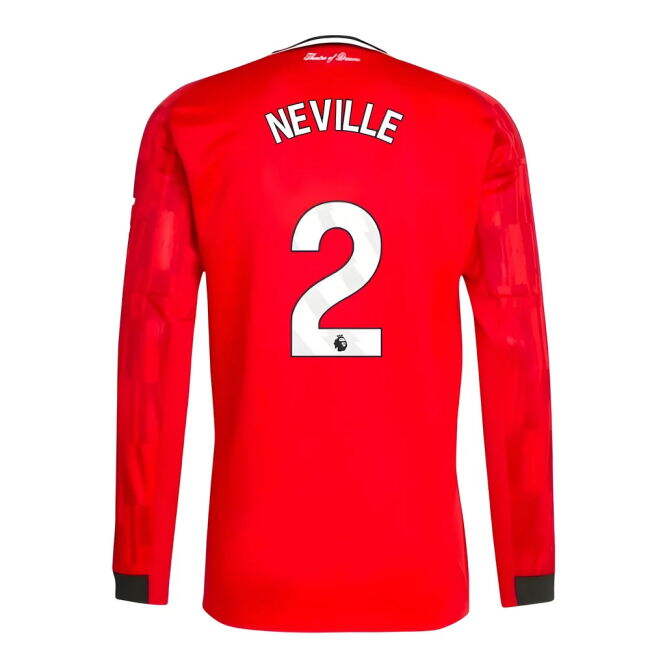 Discounted Man Utd Neville 2 2025-2026 Man Utd Long Sleeve Home Shi...