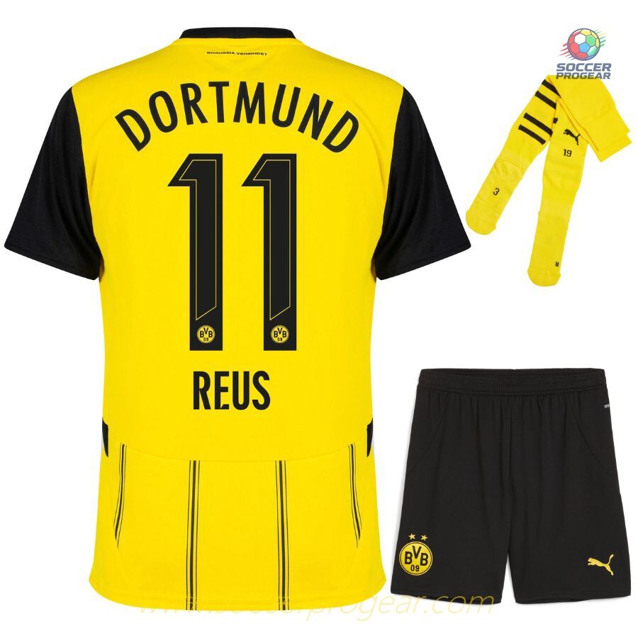 BVB Dortmund 2024-2025 Season Home Reus Children Jersey Set Football Shirt