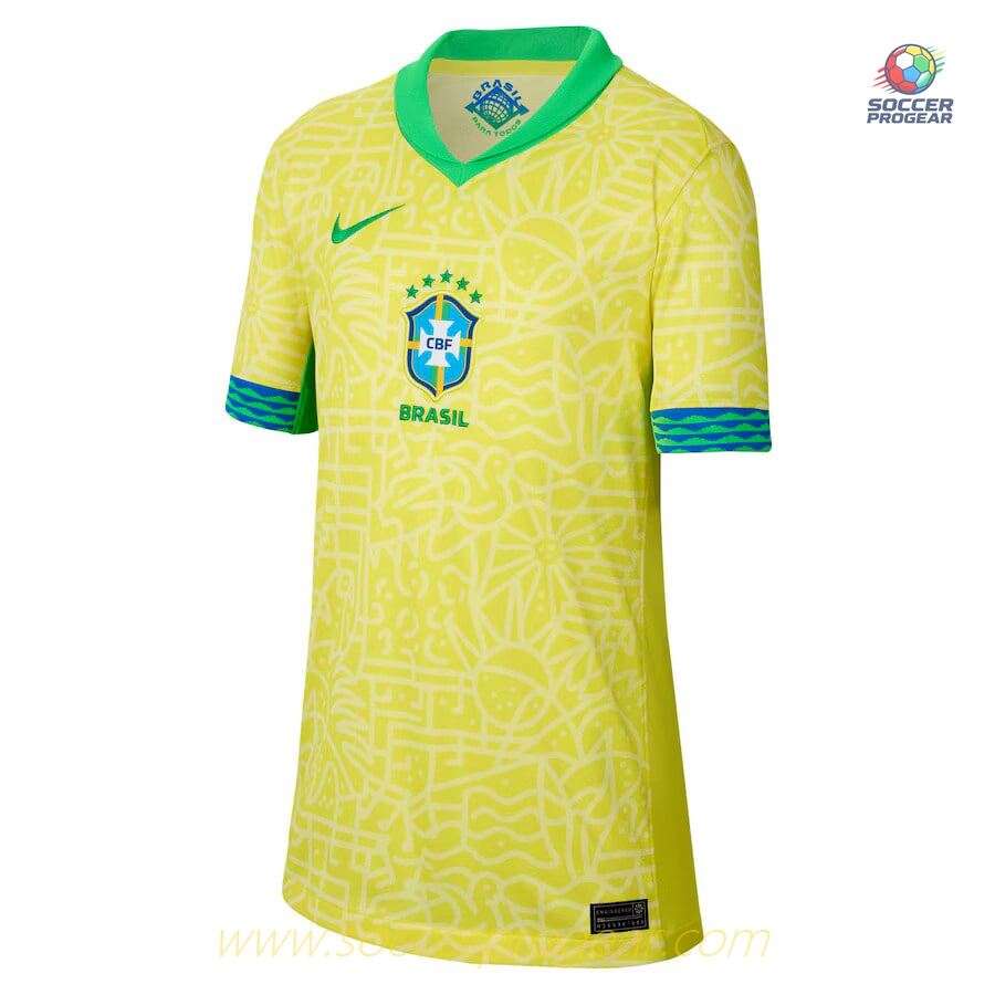 Children's Brazil Home Football Shirt Team Jersey 2024-25 Edition
