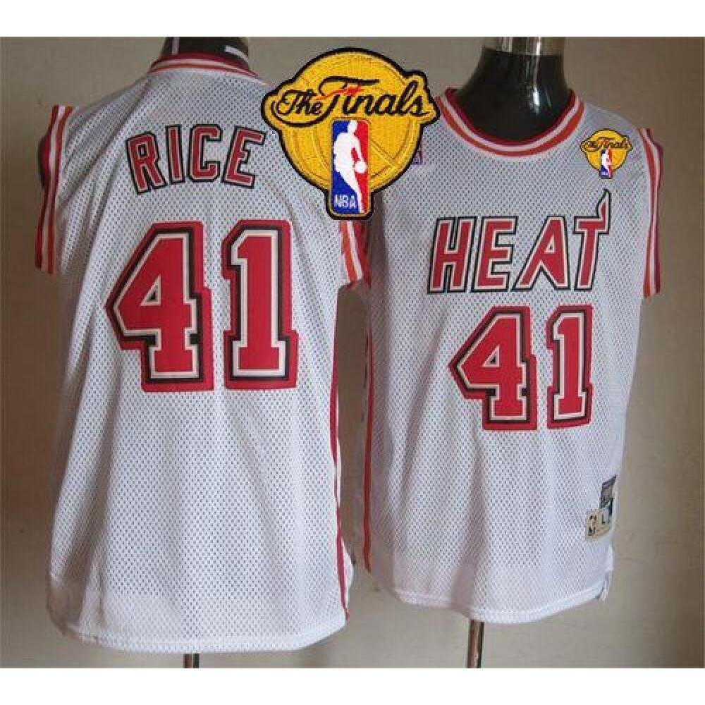 Heat #41 Glen Rice White Throwback Finals Patch Stitched NBA Jersey