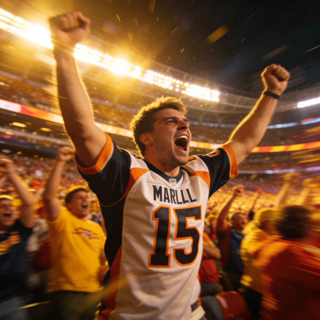 Emotional connection concept: Football fans express their passion by wearing custom jerseys during games