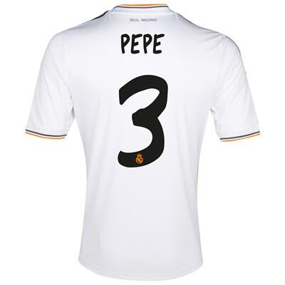 13-14 Real Madrid 3 Pepe White Home Soccer Jersey Shirt - Official