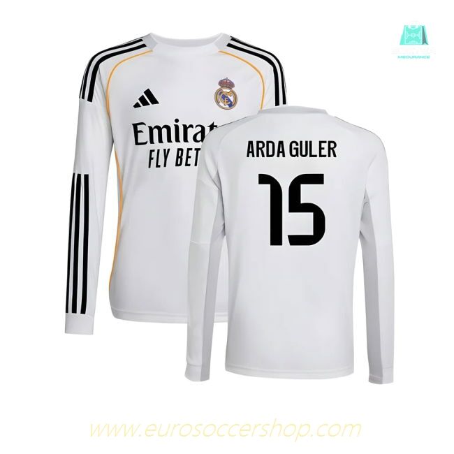 2025-2026 Real Madrid Long Sleeve Home Shirt (Kids) (Arda Guler 15)