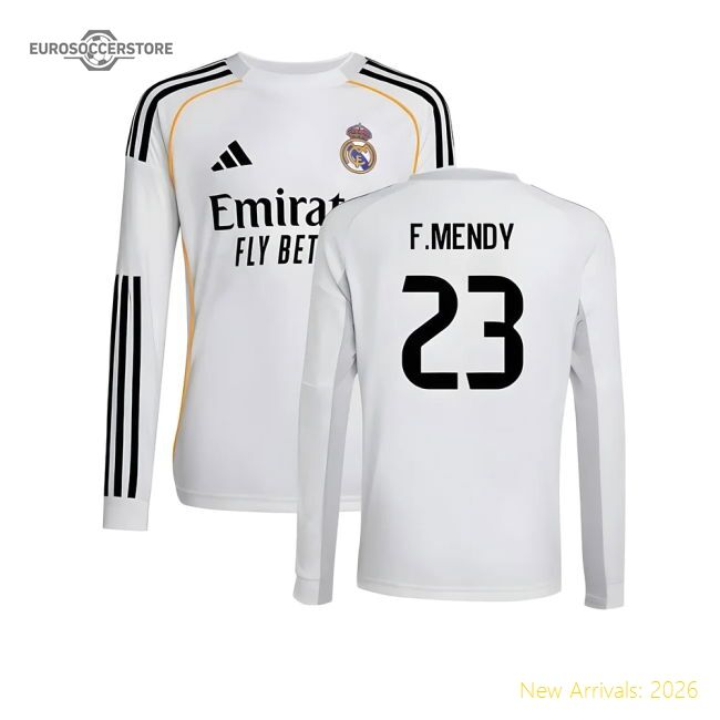 Outstanding 2025-2026 Real Madrid Long Sleeve First Jersey (kids) (