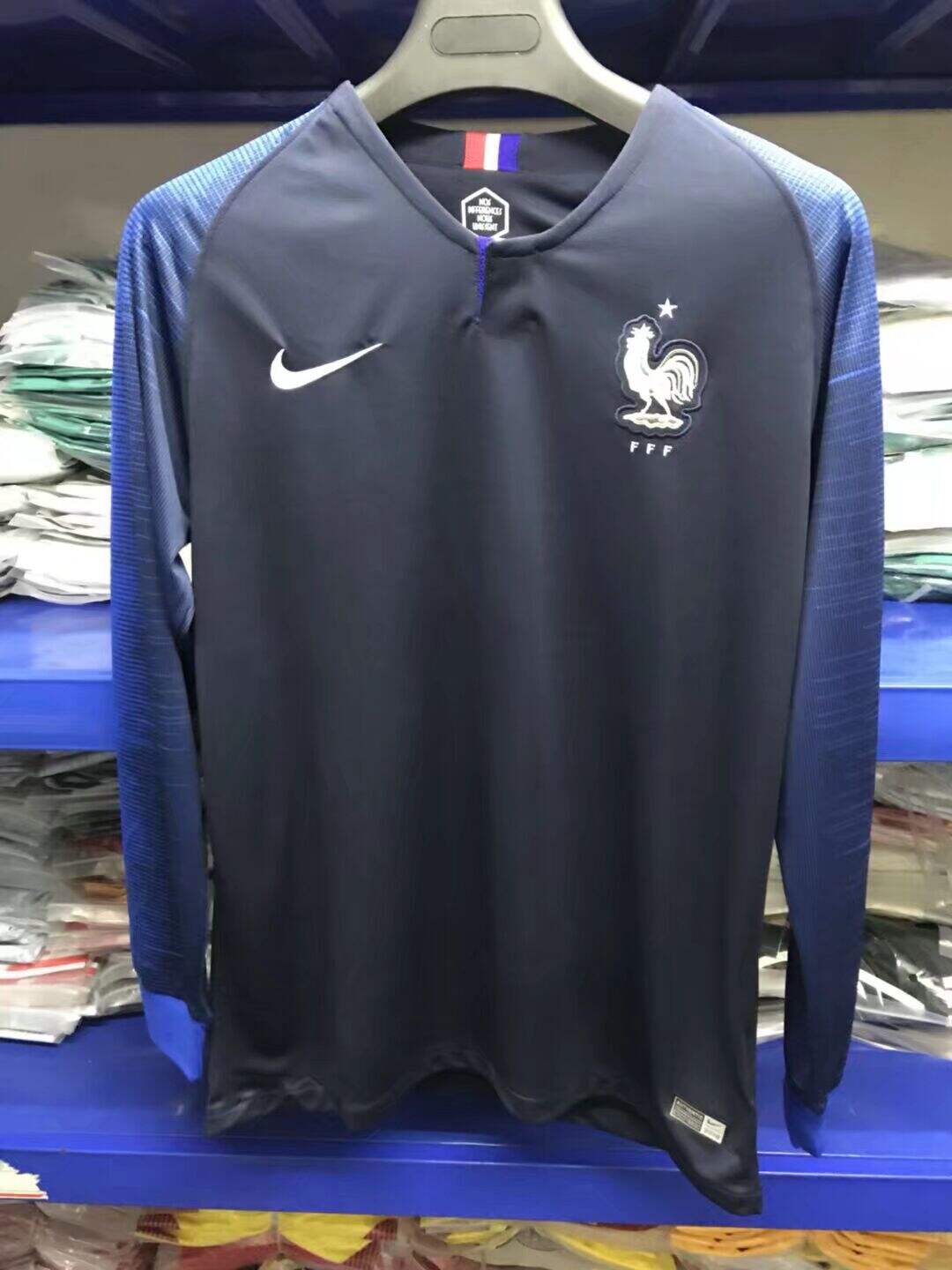 France Home 2018 LS Soccer Jersey Shirt - Official Replica 15695