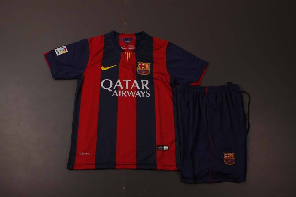 Quick Dry Barca Kids Barcelona 1415 Home Soccer Kit ShortsShirt