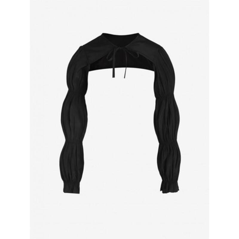 Tie Collar Poet Sleeve Shrug Top JR3194