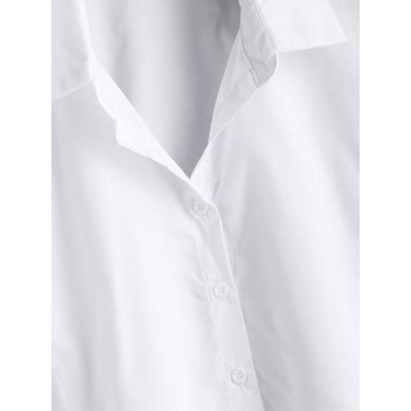 Solid Color Button Cropped Blouse TL5626