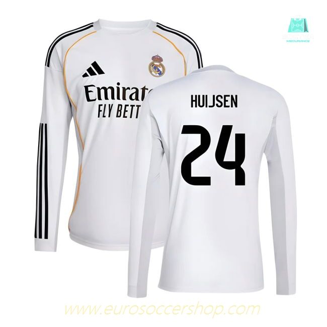 2025-2026 Real Madrid Long Sleeve Home Shirt (Huijsen 24)
