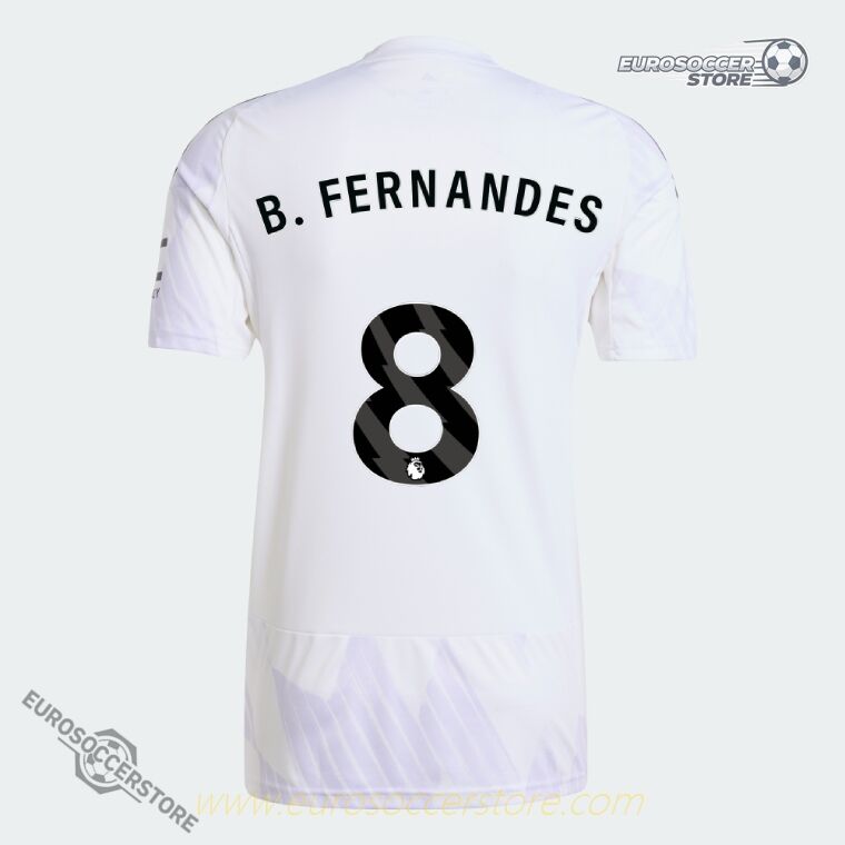 Away Jersey of Manchester United Featuring B. FERNANDES with Number 8 for the 25-26 Season