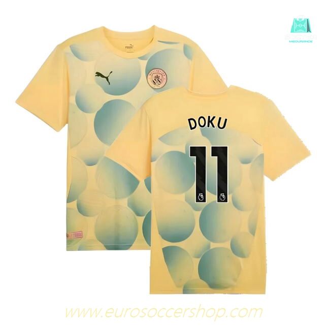 2024-2025 Man City Prematch SS Shirt (Flaxen) - Kids (Doku 11)