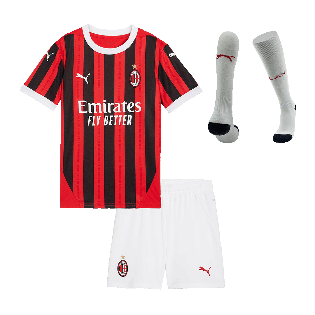 Kid's AC Milan Home Soccer Jersey Kit(Jersey+Shorts+Socks) 2024/25Auth