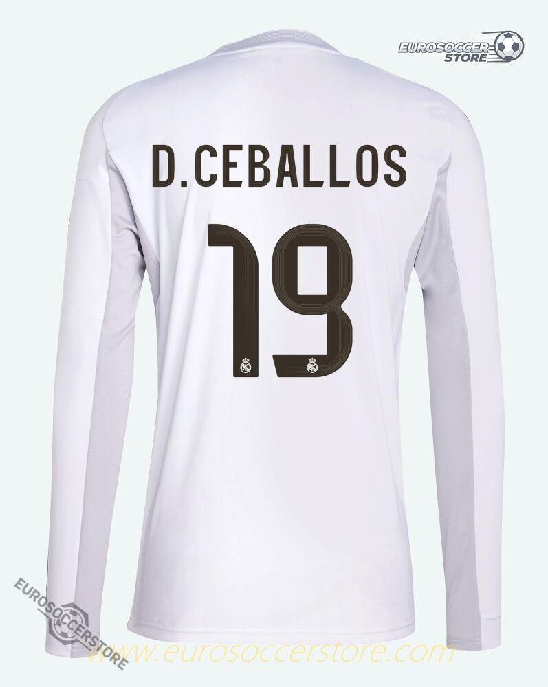 Real Madrid 25-26 Home Long Sleeve Jersey for D. Ceballos 19