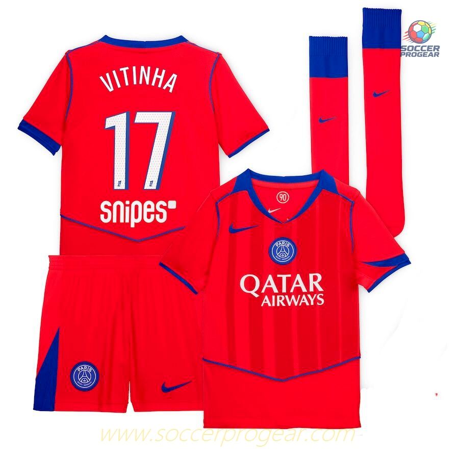 PSG Third 2025-2026 Season Vitinha Children Jersey Set Football Jersey