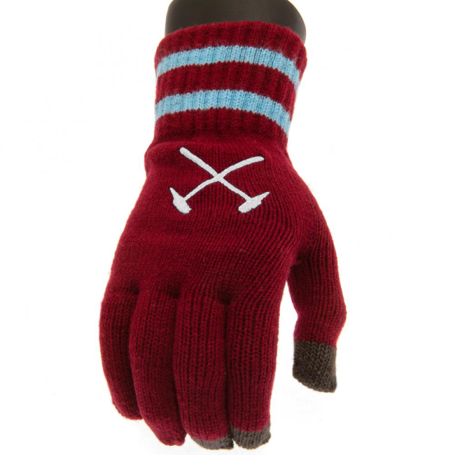 West Ham United Fc Touchscreen Knitted Gloves Youths - Economical