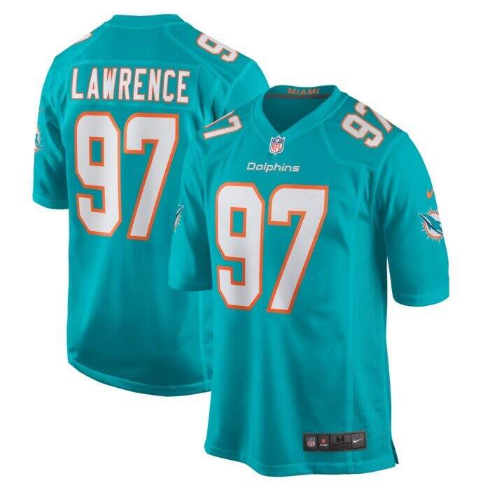 Men's Miami Dolphins Rashard Lawrence Nike Aqua Team Game ...