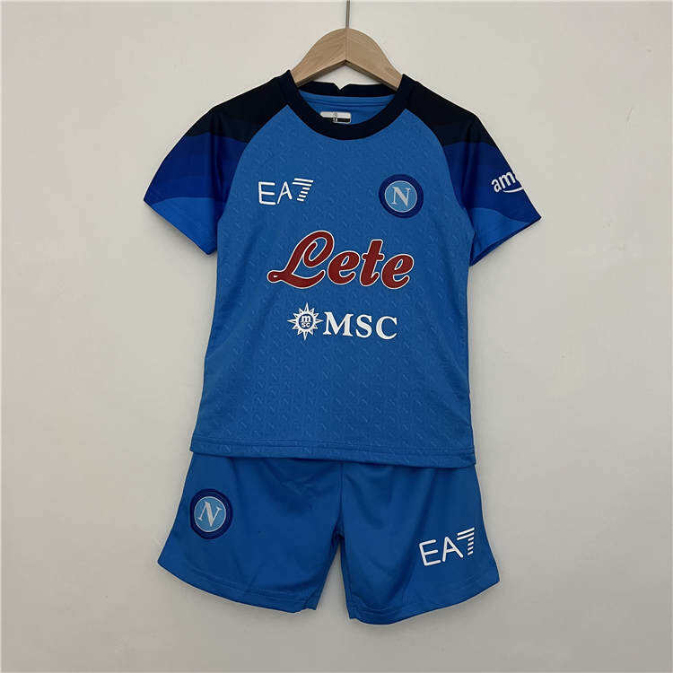 Kids 2223 Napoli Home Blue Football Kit ShirtShorts - Official