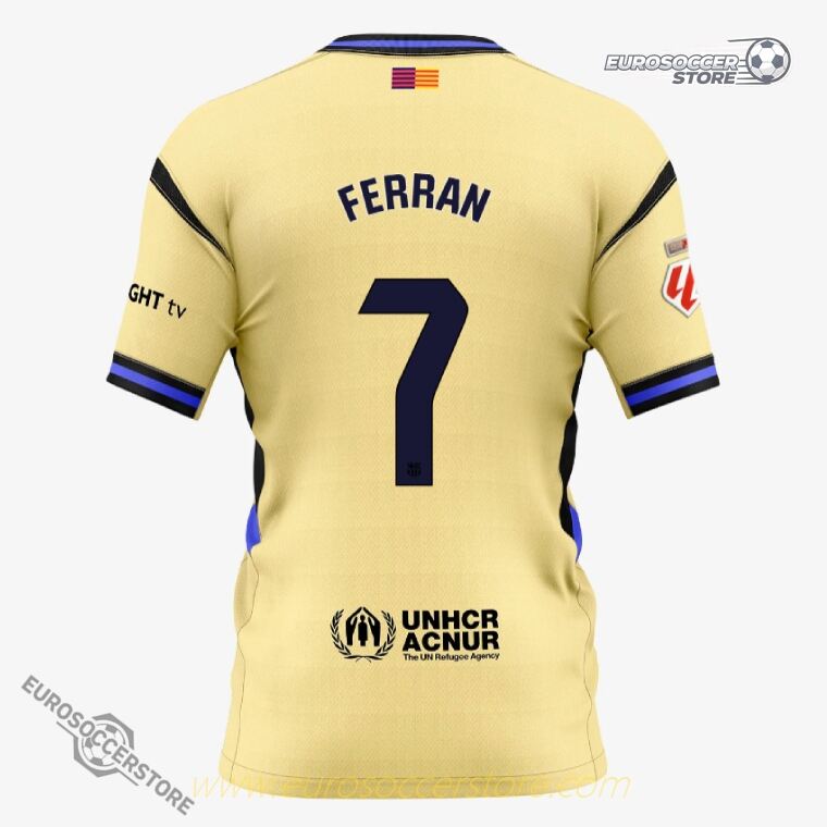 Barcelona's 25-26 Away Jersey featuring FERRAN with the number 7