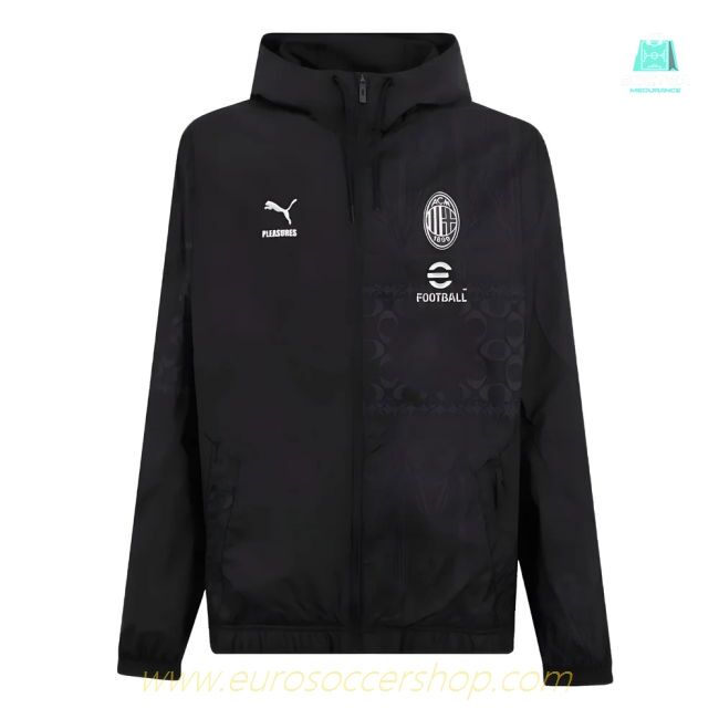 2023-2024 AC Milan x PLEASURES Prematch Jacket (Black)