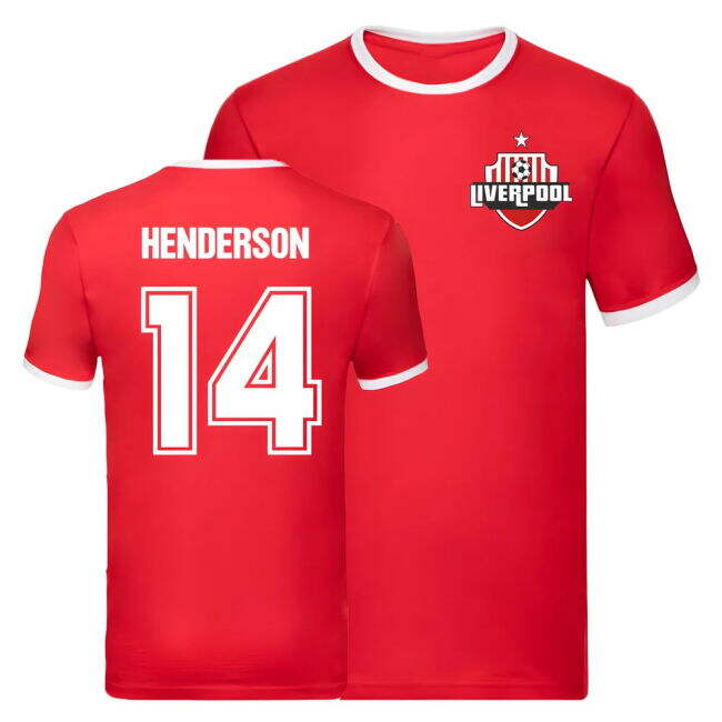 Vintage Liverpool Jordan Henderson Liverpool Ringer Tee (Red) for M...