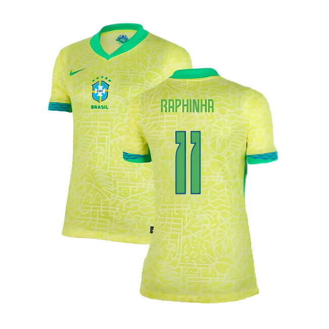 Womens Brazil Soccer Team Trendy Home Soccer Jersey (Raphinha 11)
