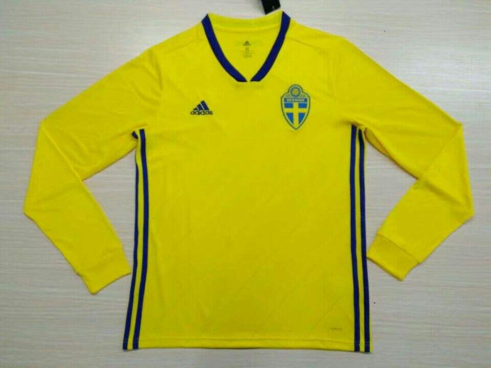 Sweden Home 2018 World Cup LS Soccer Jersey Shirt - World Cup