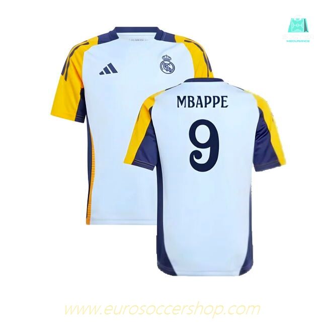 2024-2025 Real Madrid Training Shirt (Glow Blue) - Kids (Mbappe 9)