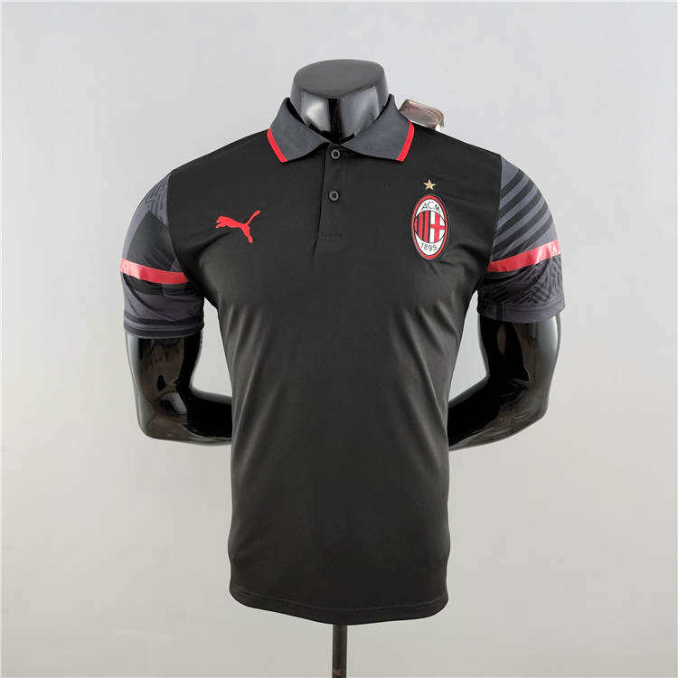 Authentic AC Milan 2223 Black Polo Shirt - Official Replica 9075