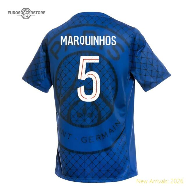 Top-Quality 2025-2026 Psg Academy Pro Home Pre Match Shirt (Royal) (Marquinhos