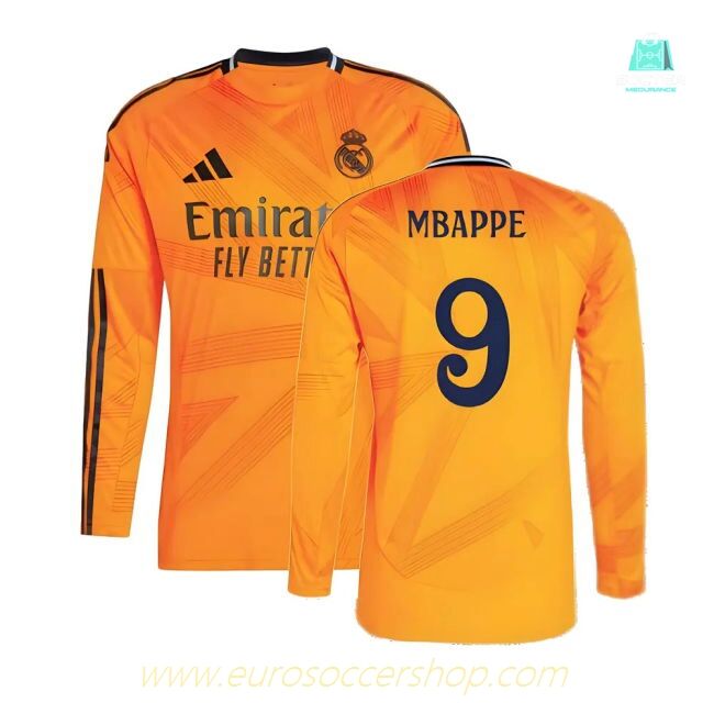 2024-2025 Real Madrid Long Sleeve Away Shirt (Mbappe 9)