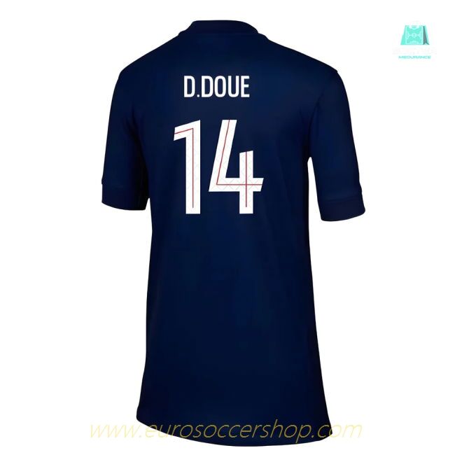 2025-2026 PSG Paris Saint Germain Home Shirt (Kids) (D.Doue 14)