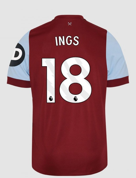 West Ham United INGS 18th Version Home Football Jersey for the 23-24 Season