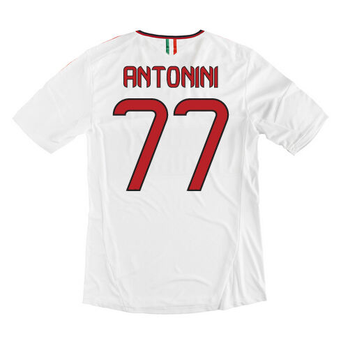 13-14 AC Milan 77 Antonini Away White Soccer Shirt - Official Replica