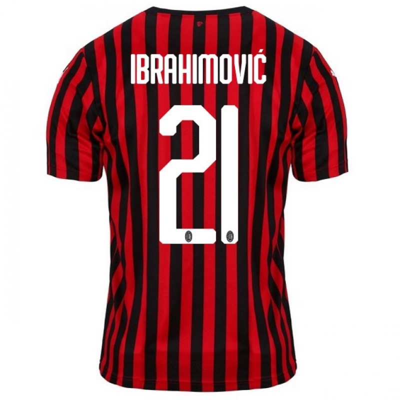 2019-20 AC Milan Home IBRAHIMOVIC 21 Soccer Jersey Shirt - Official