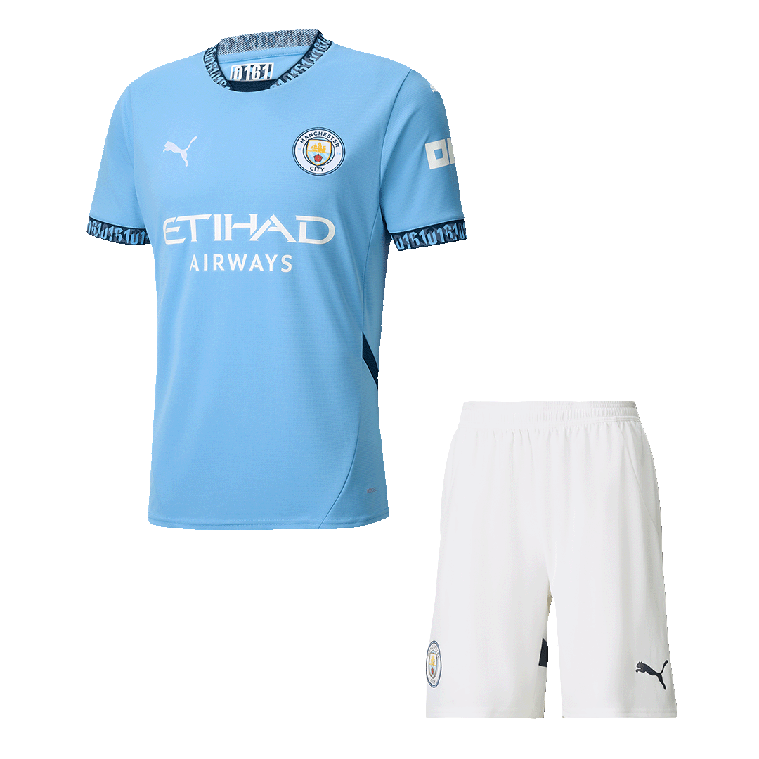 Manchester City Home Soccer Jersey Kit(Jersey+Shorts) 2024/25Authentic
