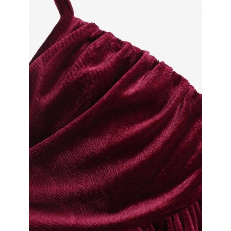 Velour Ruched Peplum Camisole FD3822