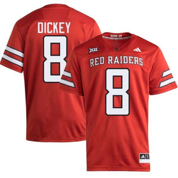 Ttrr Cameron Dickey #8 Ncaa Men Red Authentic Game Jersey