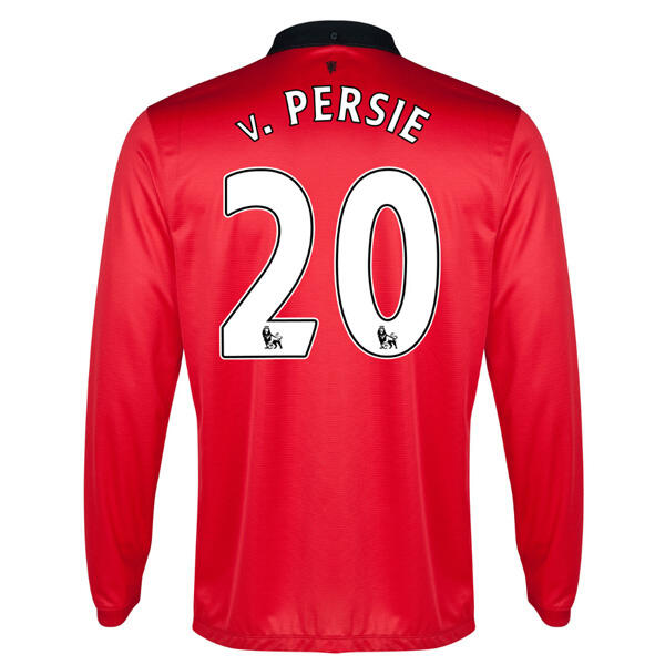 13-14 Manchester United 20 vPersie Home Long Sleeve Jersey Shirt -