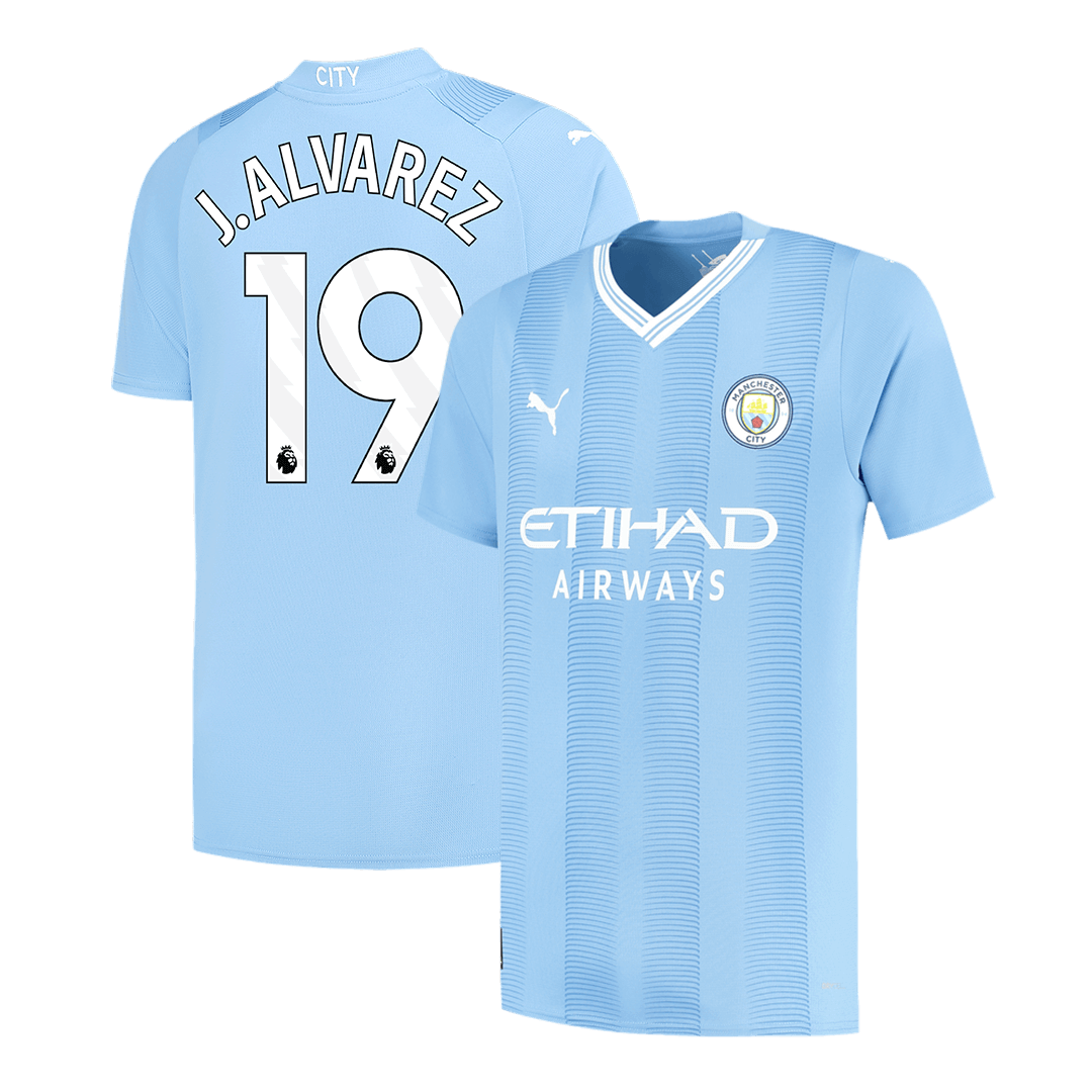 J.ALVAREZ #19 Manchester City Home Soccer Jersey 2023/24Authentic Kit