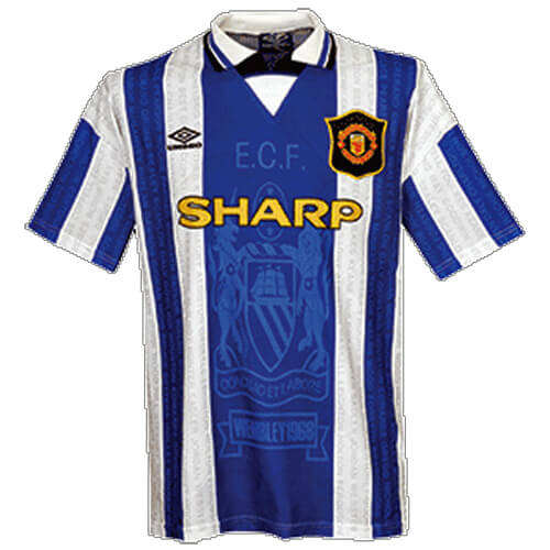 94-96 MANCHESTER UNITED AWAY BLUE RETRO SOCCER JERSEY SHIRT -