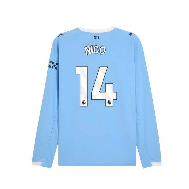 2025-2026 Man City Long Sleeve Home Shirt (Nico 14)
