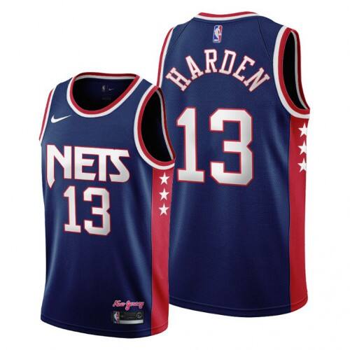Brooklyn Brooklyn Nets #13 James Harden Womens 2021-22 City Edition Throwback 90s Wordmark Navy NBA Jersey Womens
