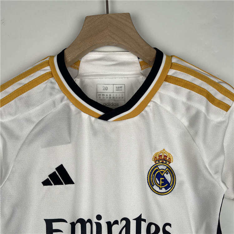 KidsYouth Real Madrid 2324 Home White Soccer Football KitShirtShort -