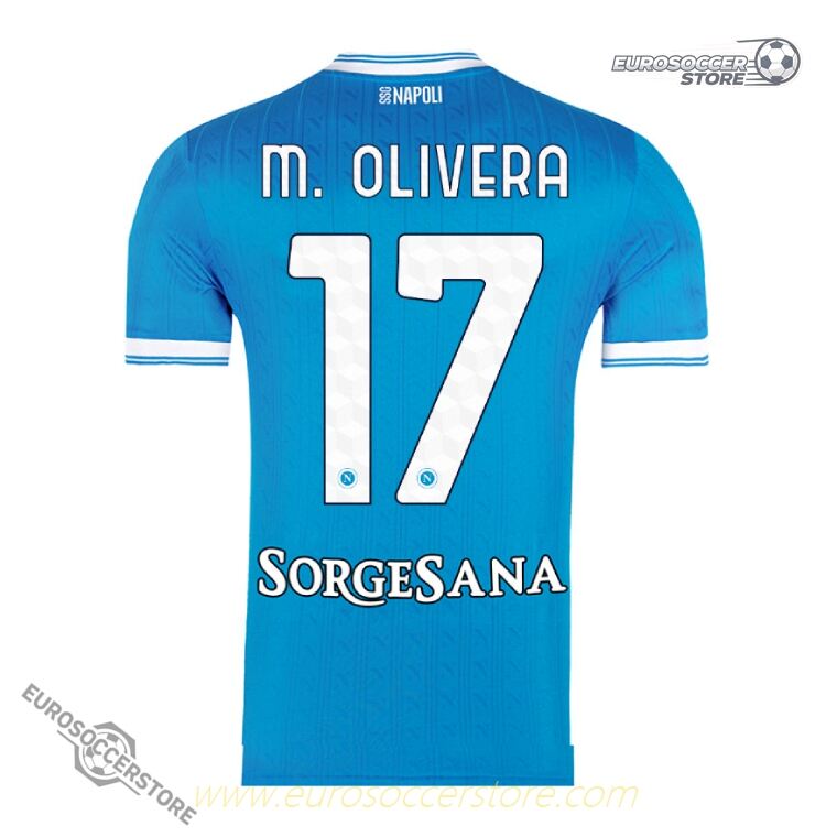 SSC Napoli Home Shirt 25-26 Season with M. OLIVERA #17 Printing
